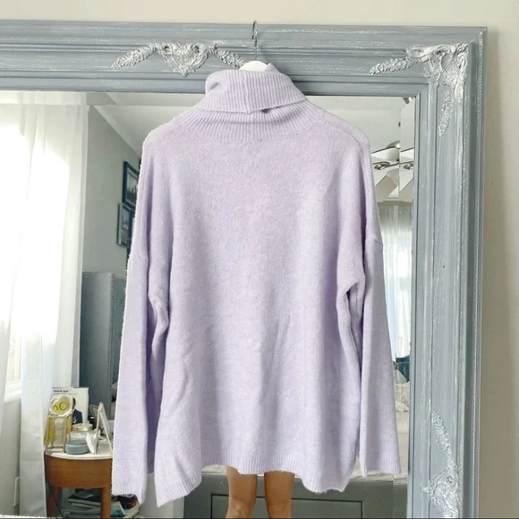 SOLD NWT Anthropologie Splendid Funnel Turtleneck Lavender Wool Sweater XL - Picture 3 of 6